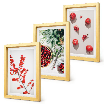 Mur de cadres Fruits et plantes rouges dans un style minimaliste