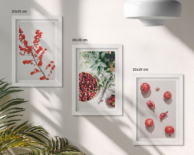 Mur de cadres Fruits et plantes rouges dans un style minimaliste