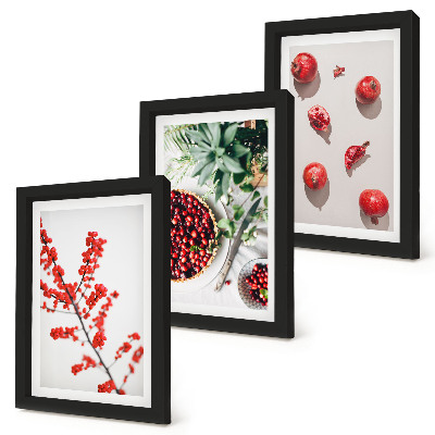 Mur de cadres Fruits et plantes rouges dans un style minimaliste
