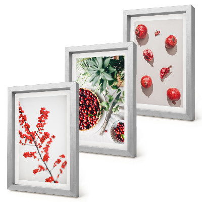 Mur de cadres Fruits et plantes rouges dans un style minimaliste