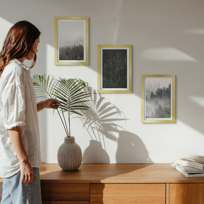 Ensemble de 3 tableaux Forêts verdoyantes dans un cadre naturel brumeux