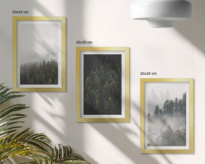 Ensemble de 3 tableaux Forêts verdoyantes dans un cadre naturel brumeux