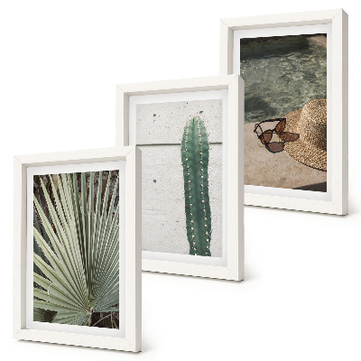 Ensemble de 3 tableaux Plantes tropicales et accessoires de vacances au bord de l'eau