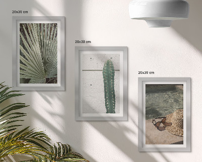 Ensemble de 3 tableaux Plantes tropicales et accessoires de vacances au bord de l'eau