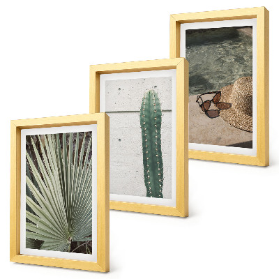Ensemble de 3 tableaux Plantes tropicales et accessoires de vacances au bord de l'eau