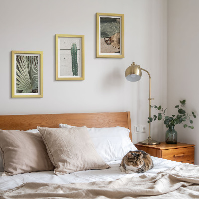 Ensemble de 3 tableaux Plantes tropicales et accessoires de vacances au bord de l'eau