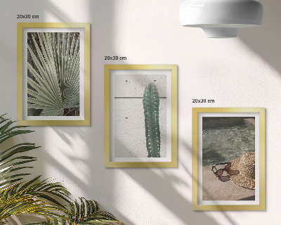 Ensemble de 3 tableaux Plantes tropicales et accessoires de vacances au bord de l'eau