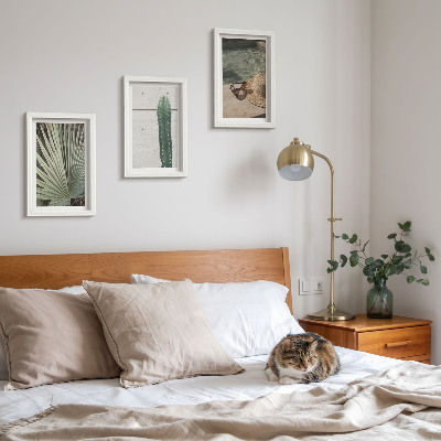Ensemble de 3 tableaux Plantes tropicales et accessoires de vacances au bord de l'eau