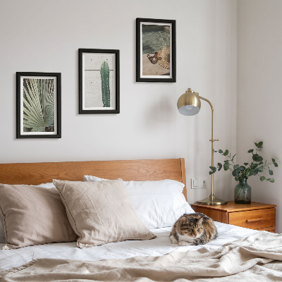 Ensemble de 3 tableaux Plantes tropicales et accessoires de vacances au bord de l'eau
