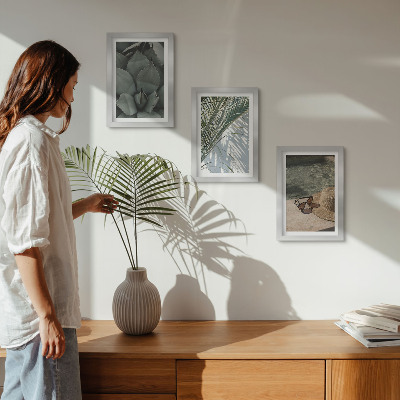 Ensemble de 3 tableaux Plantes tropicales et décorations estivales