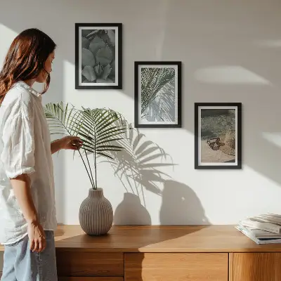 Plantes tropicales et décorations estivales ensemble de 3 tableaux