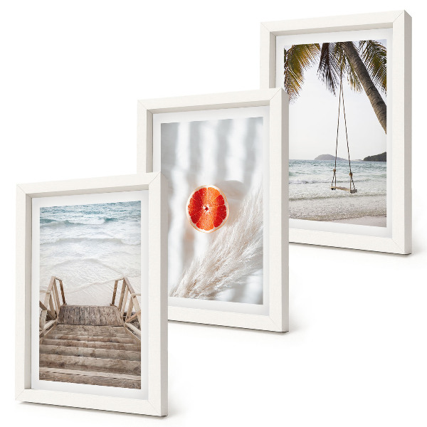 Mur de cadres Plage avec escaliers en bois, ambiance de vacances