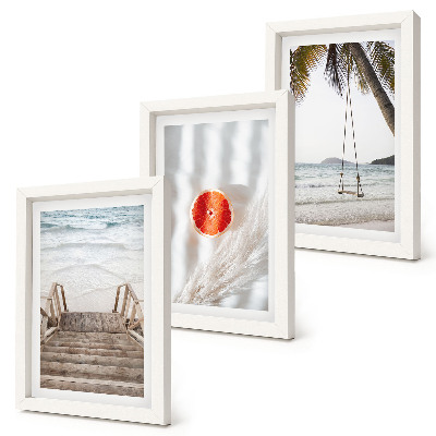 Mur de cadres Plage avec escaliers en bois, ambiance de vacances