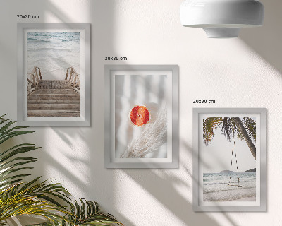 Mur de cadres Plage avec escaliers en bois, ambiance de vacances