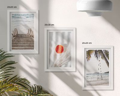 Mur de cadres Plage avec escaliers en bois, ambiance de vacances