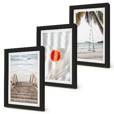 Mur de cadres Plage avec escaliers en bois, ambiance de vacances