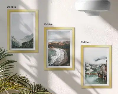 Lot de 3 tableaux représentant des vues sur la montagne et la plage avec des nuages et de l'eau