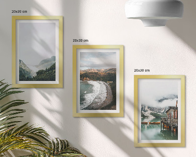 Lot de 3 tableaux Vues sur la montagne et la plage avec des nuages ​​et de l'eau