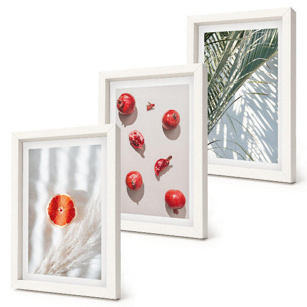 Lot de 3 tableaux Fruits tropicaux de vacances feuilles de palmier