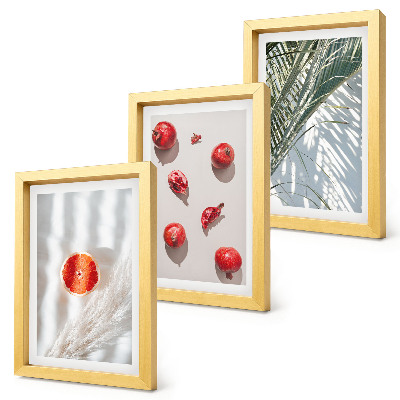Lot de 3 tableaux Fruits tropicaux de vacances feuilles de palmier