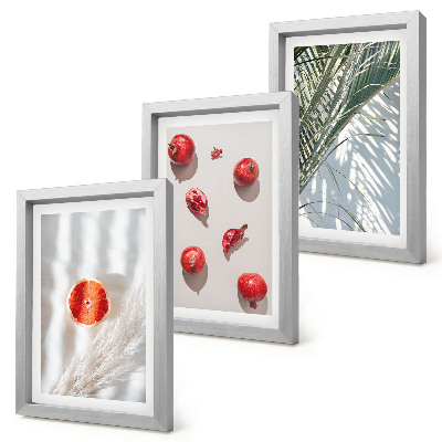 Lot de 3 tableaux Fruits tropicaux de vacances feuilles de palmier