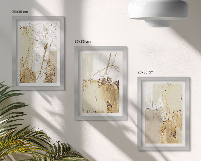 Ensemble de 3 tableaux Motifs abstraits dans les tons beige et blanc