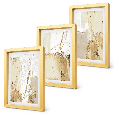 Ensemble de 3 tableaux Motifs abstraits dans les tons beige et blanc