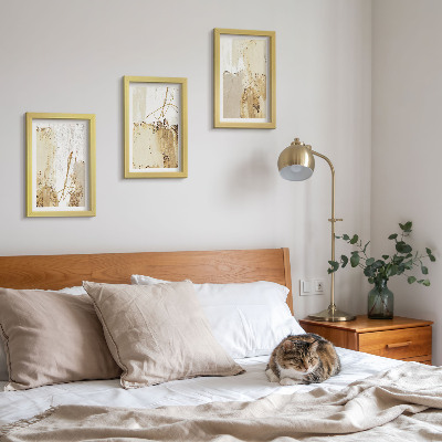 Ensemble de 3 tableaux Motifs abstraits dans les tons beige et blanc