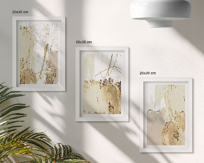 Ensemble de 3 tableaux Motifs abstraits dans les tons beige et blanc