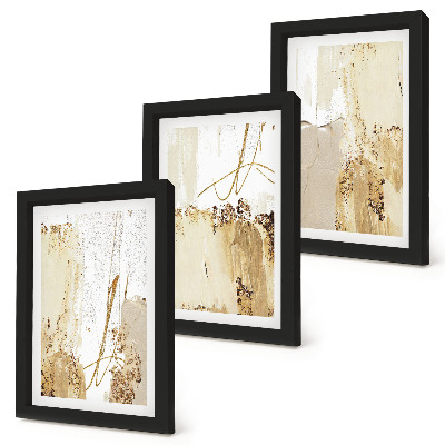 Ensemble de 3 tableaux Motifs abstraits dans les tons beige et blanc