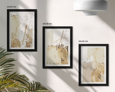 Ensemble de 3 tableaux Motifs abstraits dans les tons beige et blanc