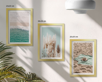 Lot de 3 tableaux Plage, vagues, herbe, chapeau, sable, détente, nature