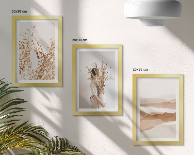 Ensemble de 3 tableaux Motifs végétaux abstraits style bohème rustique