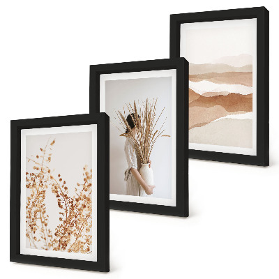 Ensemble de 3 tableaux Motifs végétaux abstraits style bohème rustique