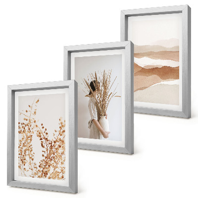 Ensemble de 3 tableaux Motifs végétaux abstraits style bohème rustique