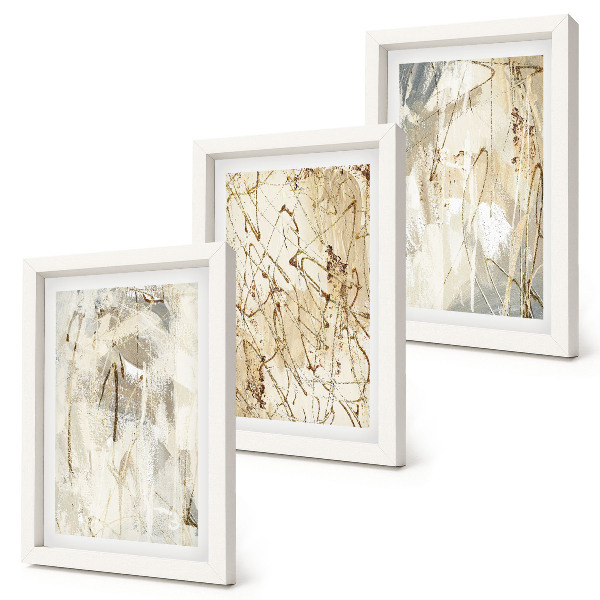 Mur de cadres Motifs abstraits dans des tons de beige et de gris