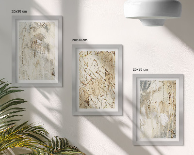 Mur de cadres Motifs abstraits dans des tons de beige et de gris