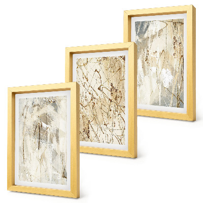 Mur de cadres Motifs abstraits dans des tons de beige et de gris