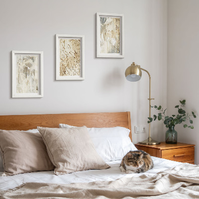 Mur de cadres Motifs abstraits dans des tons de beige et de gris