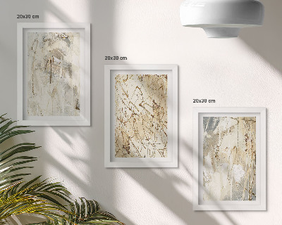 Mur de cadres Motifs abstraits dans des tons de beige et de gris