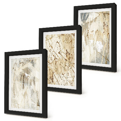 Mur de cadres Motifs abstraits dans des tons de beige et de gris
