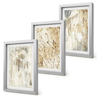 Mur de cadres Motifs abstraits dans des tons de beige et de gris