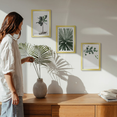 Lot de 3 tableaux Plantes vertes dans un style minimaliste