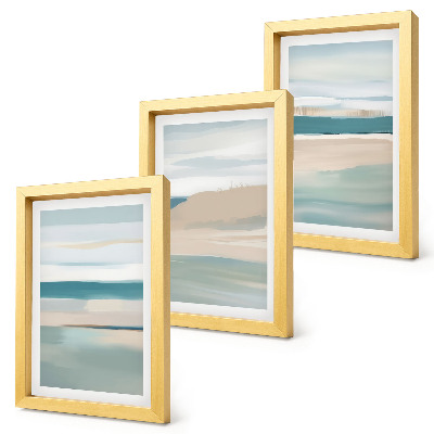 Mur de cadres Paysages abstraits dans des tons de bleu et de beige