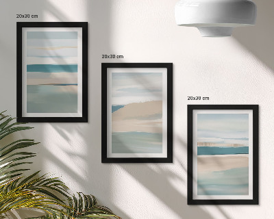 Mur de cadres Paysages abstraits dans des tons de bleu et de beige