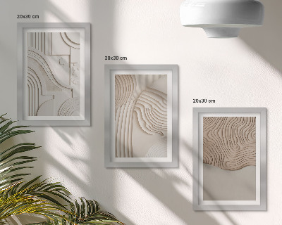 Lot de 3 tableaux Motifs abstraits dans les tons beige et blanc