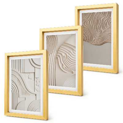 Lot de 3 tableaux Motifs abstraits dans les tons beige et blanc