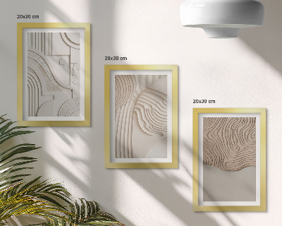 Lot de 3 tableaux Motifs abstraits dans les tons beige et blanc