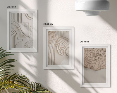 Lot de 3 tableaux Motifs abstraits dans les tons beige et blanc