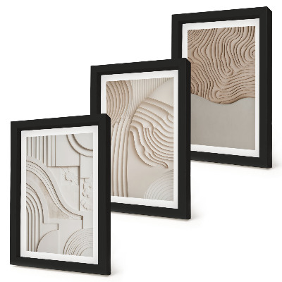 Lot de 3 tableaux Motifs abstraits dans les tons beige et blanc